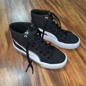 Puma Black and White High-Top Sneakers